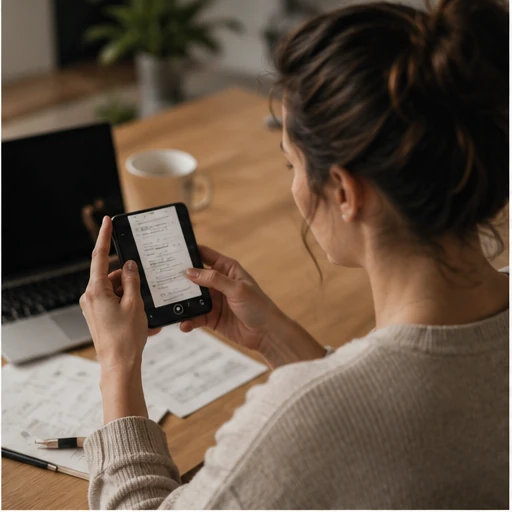 Zelfstandige dient een medische kost digitaal in via smartphone